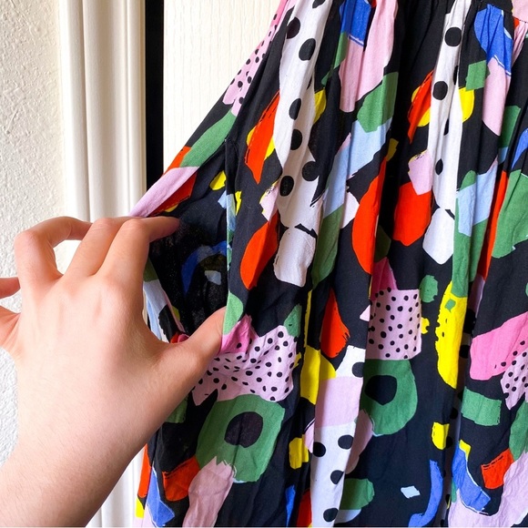 Nooworks Naomi Dress Party Print Rayon Midi Multicolor Small EUC - Picture 4 of 9